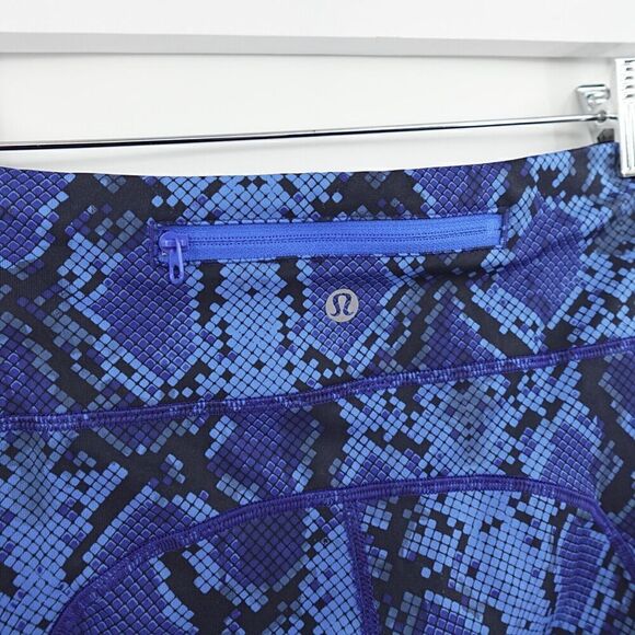 Lululemon Speed Tight IV Womens 2 Blue Mini Ziggy Snake Full-On Athleisure - Picture 7 of 16